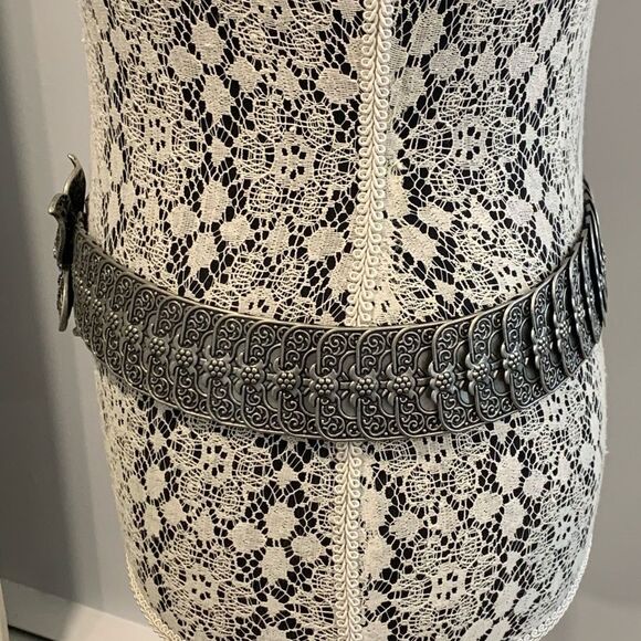 Vintage Silver Stretch Elegant rhinestone, Floral Buckle Belt main image 15